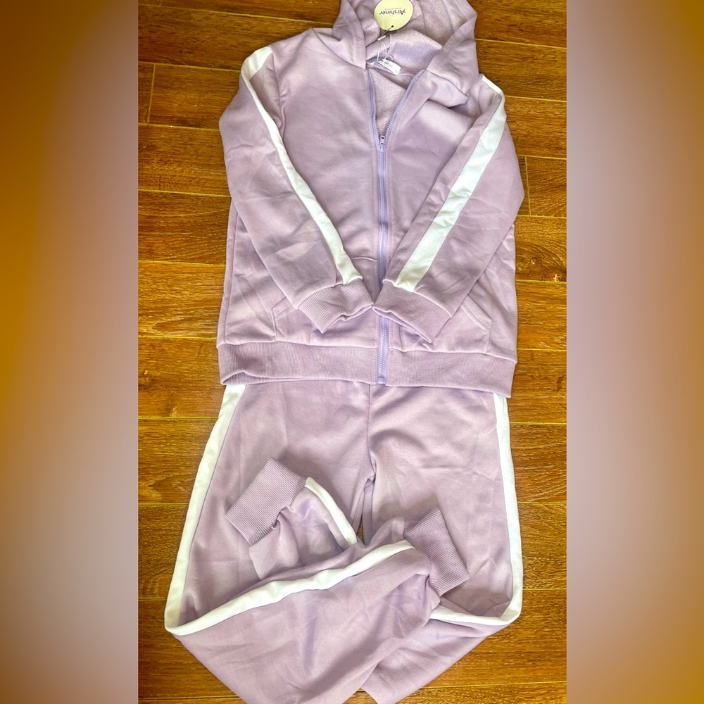 🆕 ARSHINER Girl’s Lavender and White Tracksuit Set